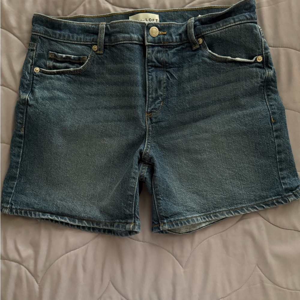 LOFT Blue Jean Shorts with Faded Indigo Look